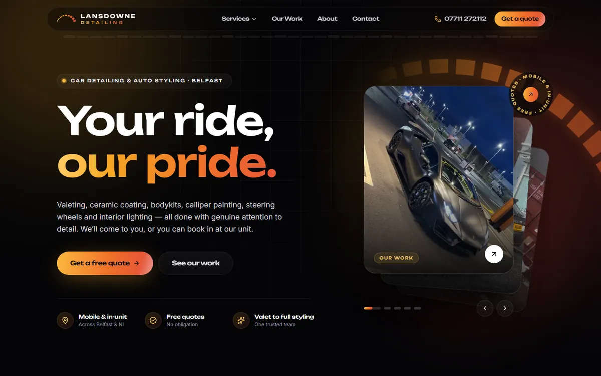 Lansdowne Detailing website homepage